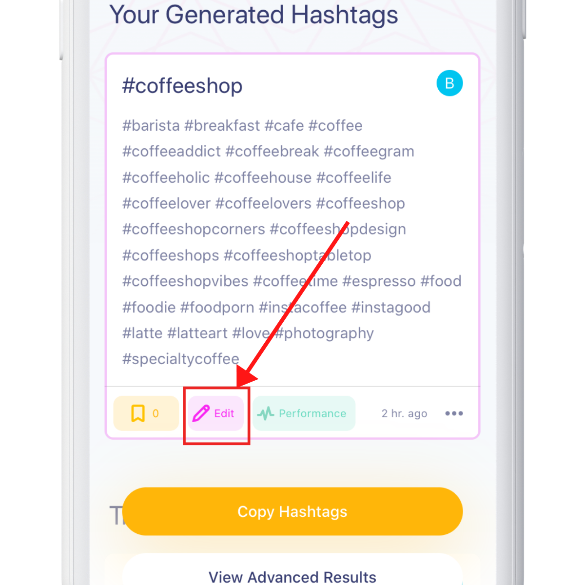 edit hashtags on Hashtag Expert app