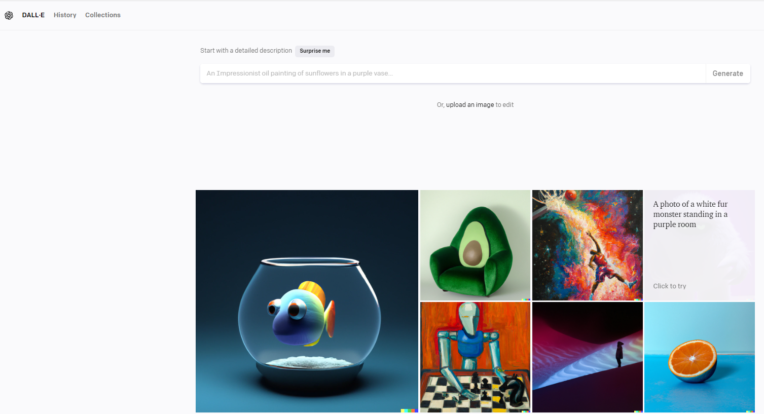Dall-E homepage