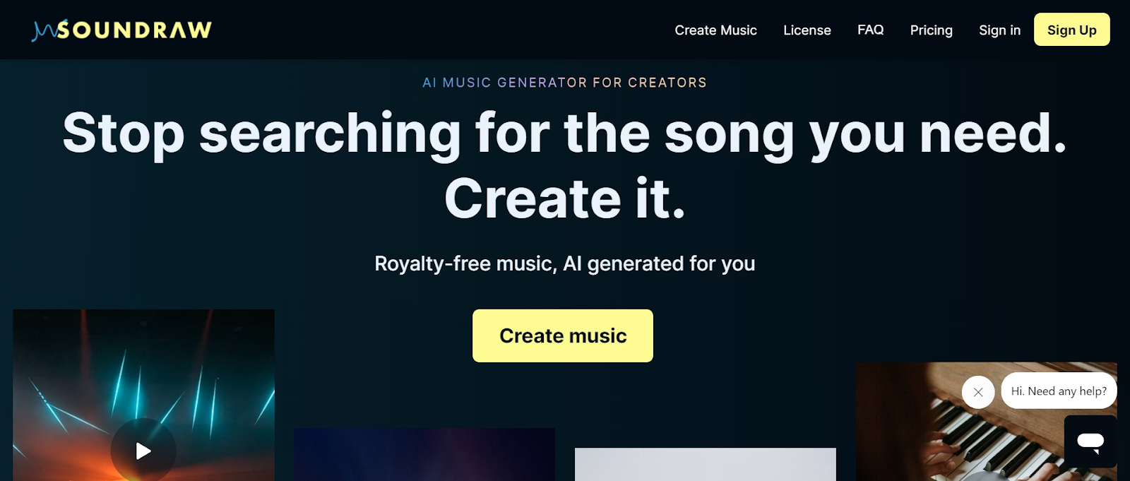Soundraw homepage